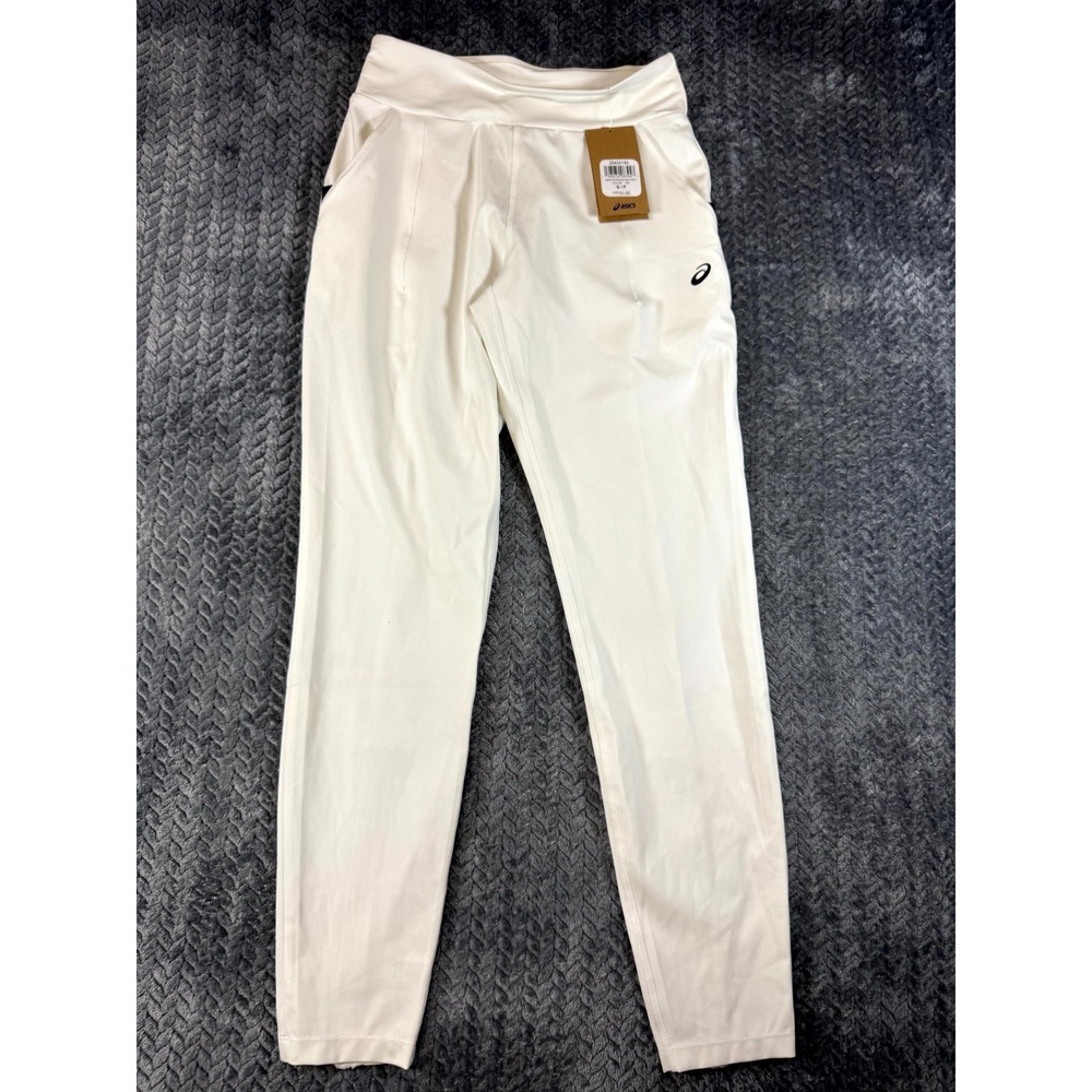 Asics New Strong 92 Tennis Pants Womens Small White High Rise Running 2042A193
